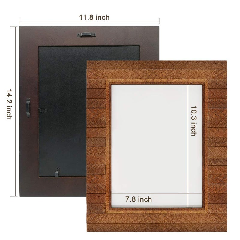 Eosglac 8.5x11 Picture Frames Rustic Brown - Handmade Wooden Photo Frames Wood Plank Design, Wall Mounting Display - Image 4
